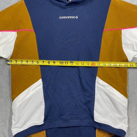 Converse Colorblock Hoodie Navy Mustard & White Panels S Alt‎ Terrain - Picture 2 of 9